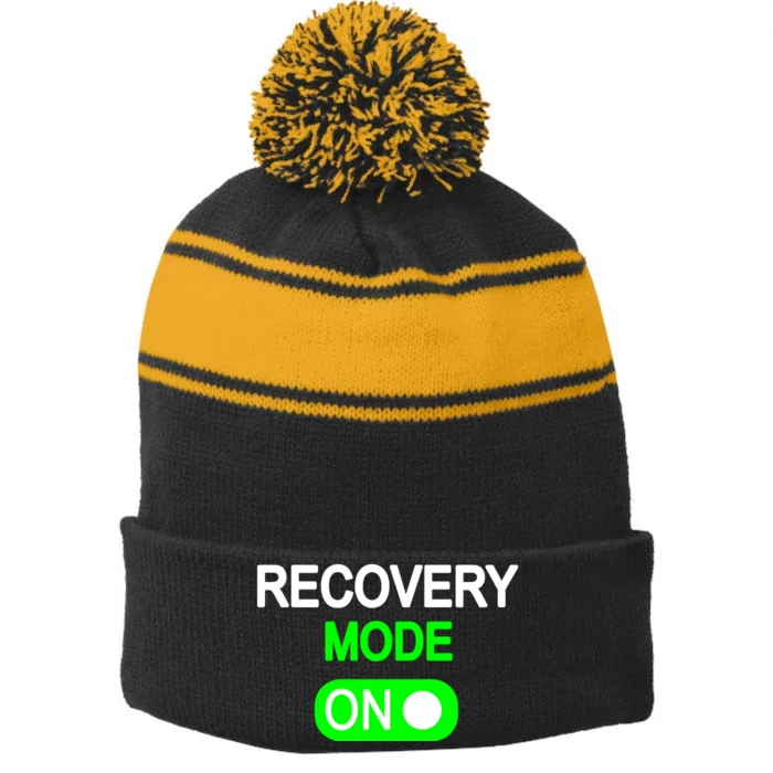 Recovery Mode On Funny Stripe Pom Pom Beanie