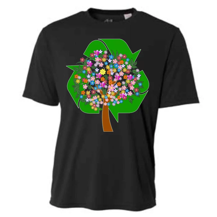 Recycle Reuse Reduce Flower Tree Cooling Performance Crew T-Shirt