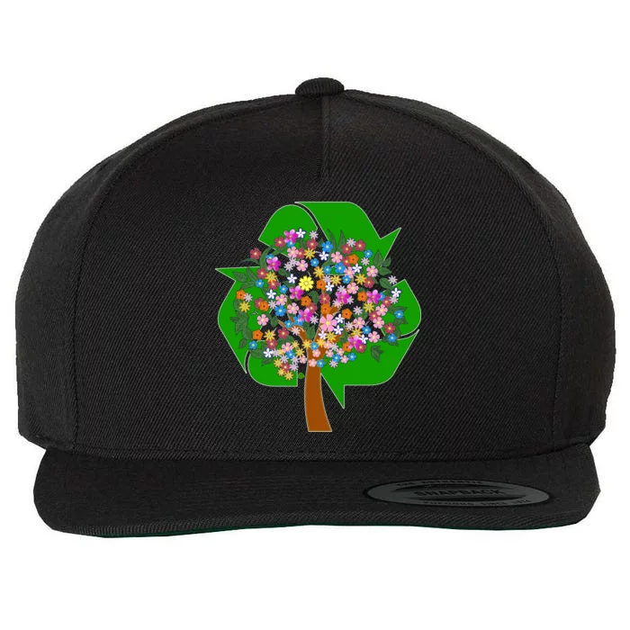 Recycle Reuse Reduce Flower Tree Wool Snapback Cap