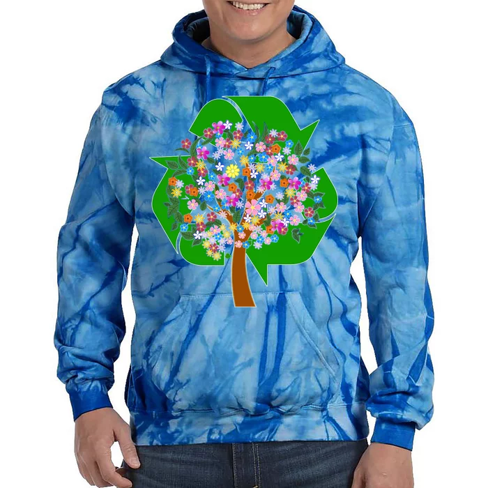 Recycle Reuse Reduce Flower Tree Tie Dye Hoodie