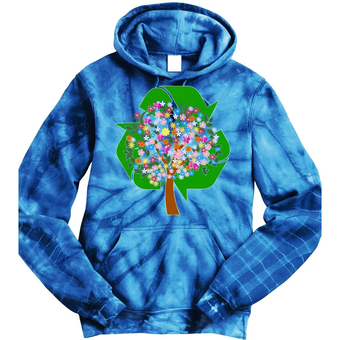 Recycle Reuse Reduce Flower Tree Tie Dye Hoodie