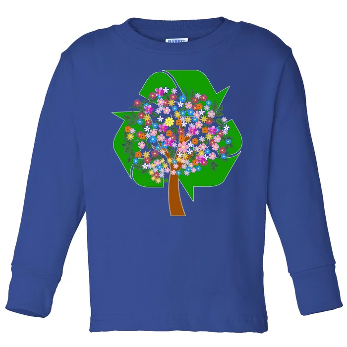 Recycle Reuse Reduce Flower Tree Toddler Long Sleeve Shirt