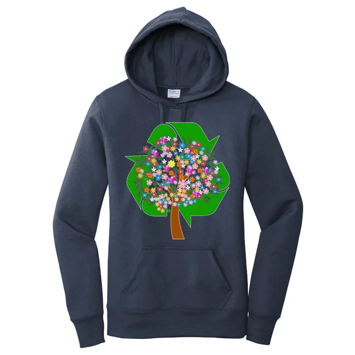 Recycle Reuse Reduce Flower Tree Women's Pullover Hoodie