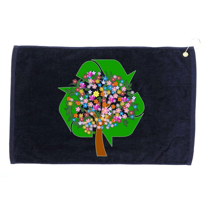 Recycle Reuse Reduce Flower Tree Grommeted Golf Towel