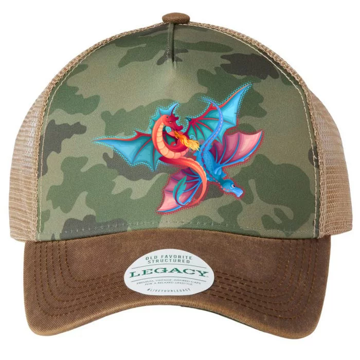 Red And Blue Flying Dragons Legacy Tie Dye Trucker Hat