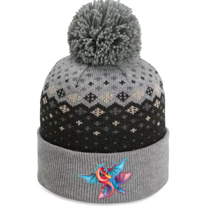 Red And Blue Flying Dragons The Baniff Cuffed Pom Beanie