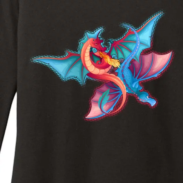 Red And Blue Flying Dragons Womens CVC Long Sleeve Shirt