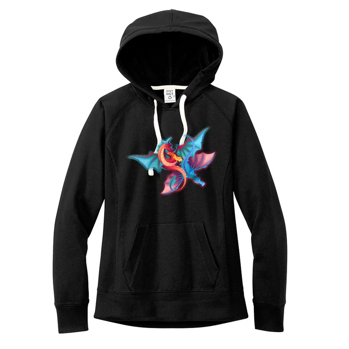 Red And Blue Flying Dragons Women's Fleece Hoodie