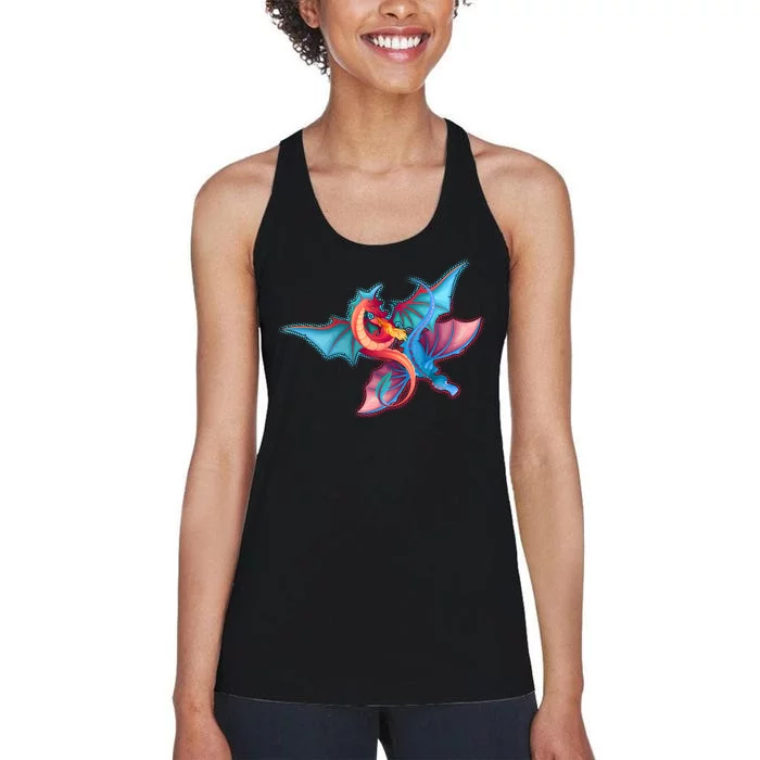 Red And Blue Flying Dragons Women's Racerback Tank