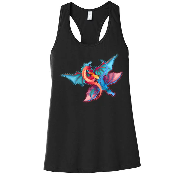 Red And Blue Flying Dragons Women's Racerback Tank