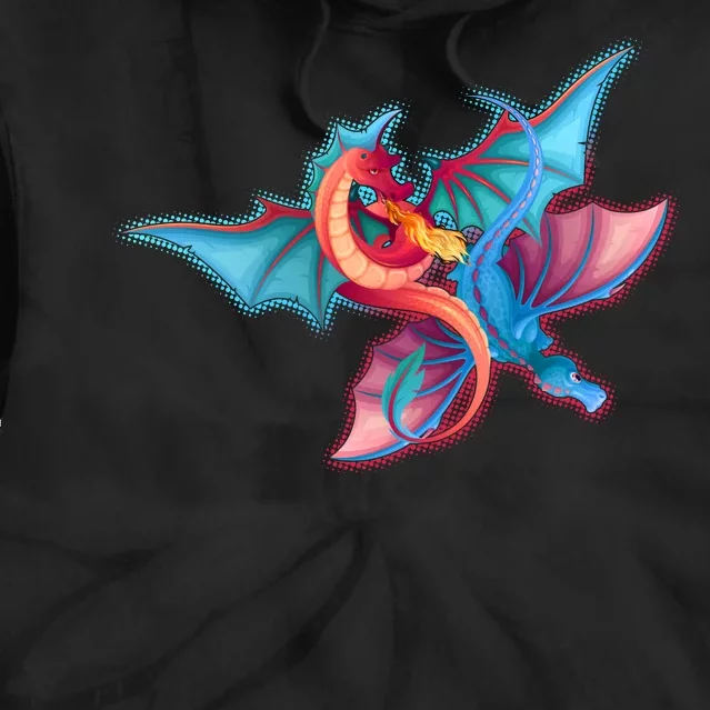 Red And Blue Flying Dragons Tie Dye Hoodie