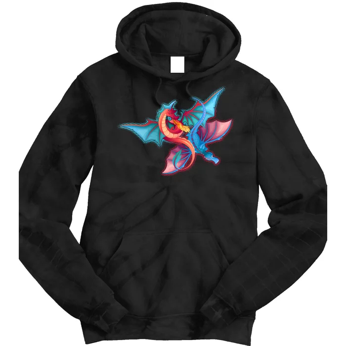 Red And Blue Flying Dragons Tie Dye Hoodie