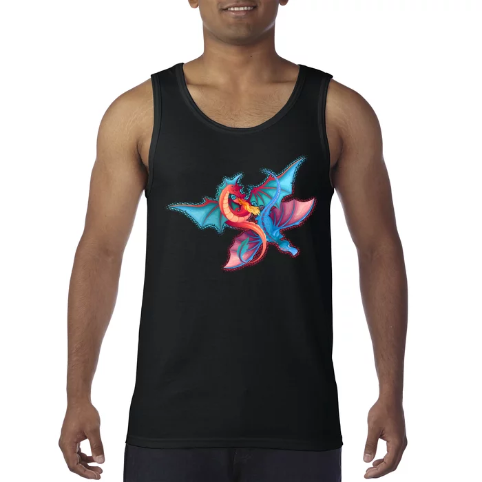 Red And Blue Flying Dragons Tank Top