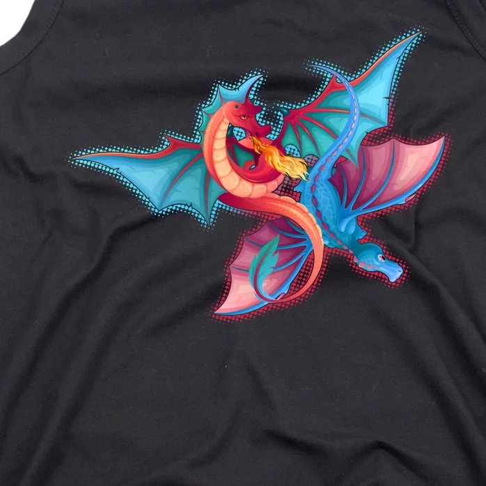 Red And Blue Flying Dragons Tank Top