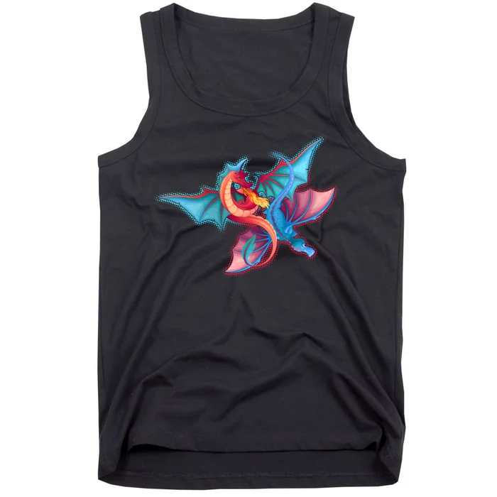 Red And Blue Flying Dragons Tank Top