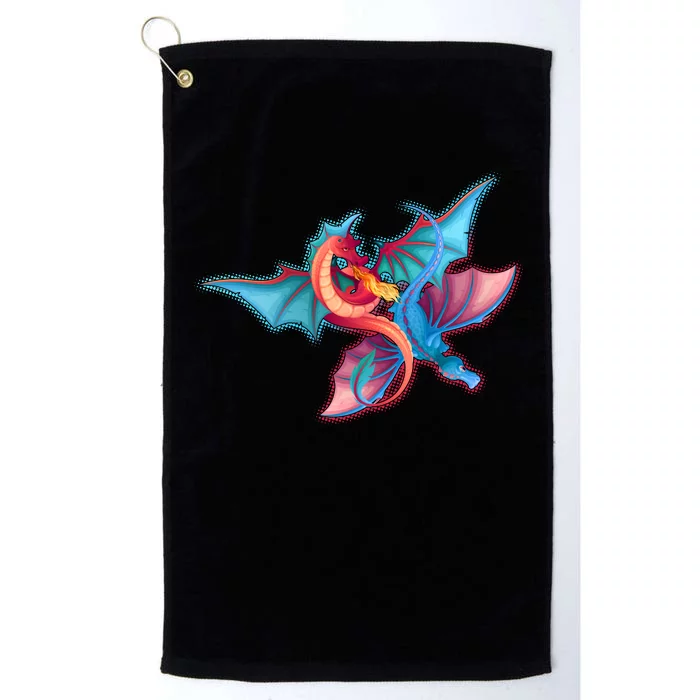 Red And Blue Flying Dragons Platinum Collection Golf Towel