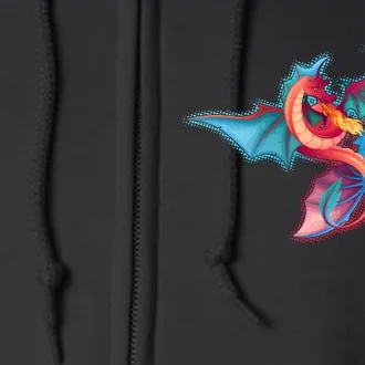 Red And Blue Flying Dragons Full Zip Hoodie