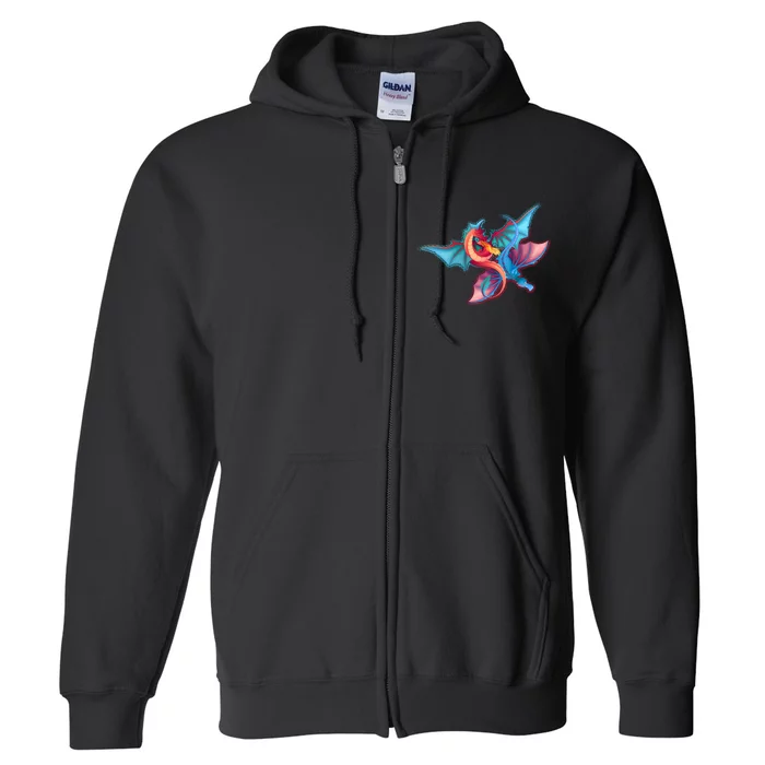 Red And Blue Flying Dragons Full Zip Hoodie