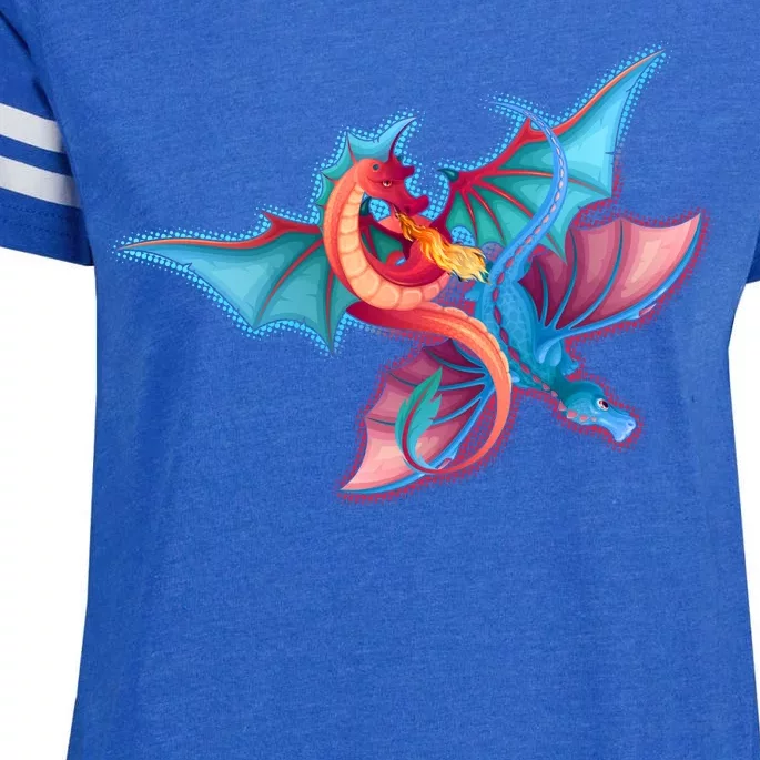 Red And Blue Flying Dragons Enza Ladies Jersey Football T-Shirt