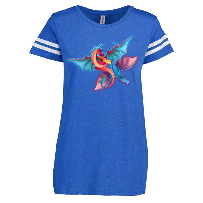 Red And Blue Flying Dragons Enza Ladies Jersey Football T-Shirt