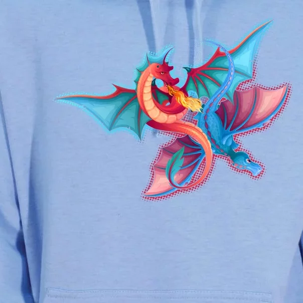 Red And Blue Flying Dragons Unisex Surf Hoodie