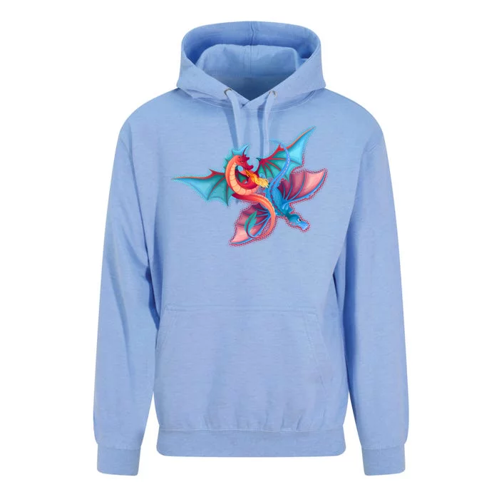 Red And Blue Flying Dragons Unisex Surf Hoodie