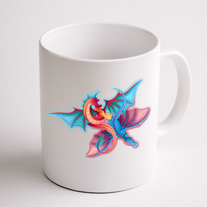 Red And Blue Flying Dragons Front & Back Coffee Mug