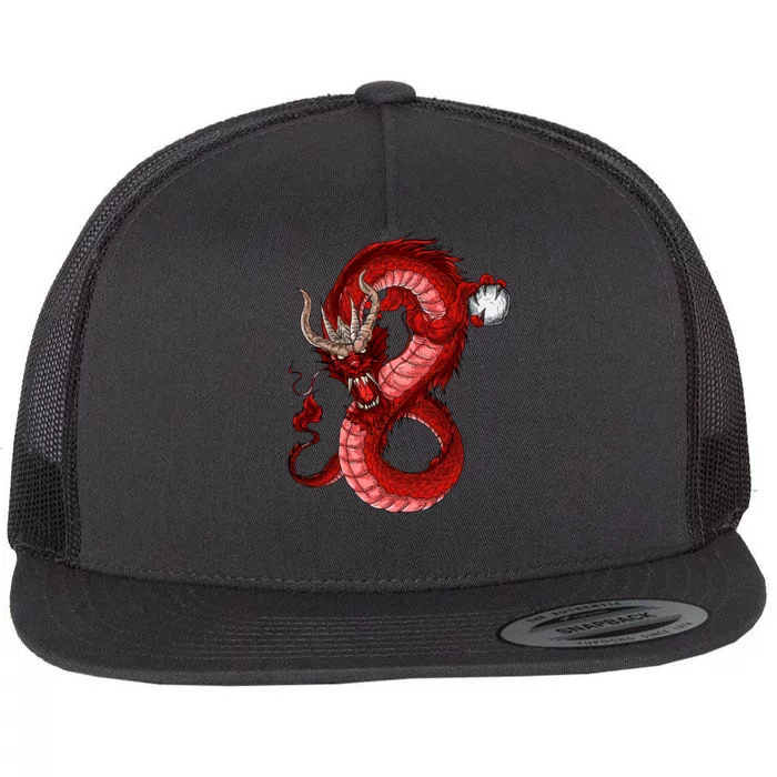 Red Dragon Flat Bill Trucker Hat