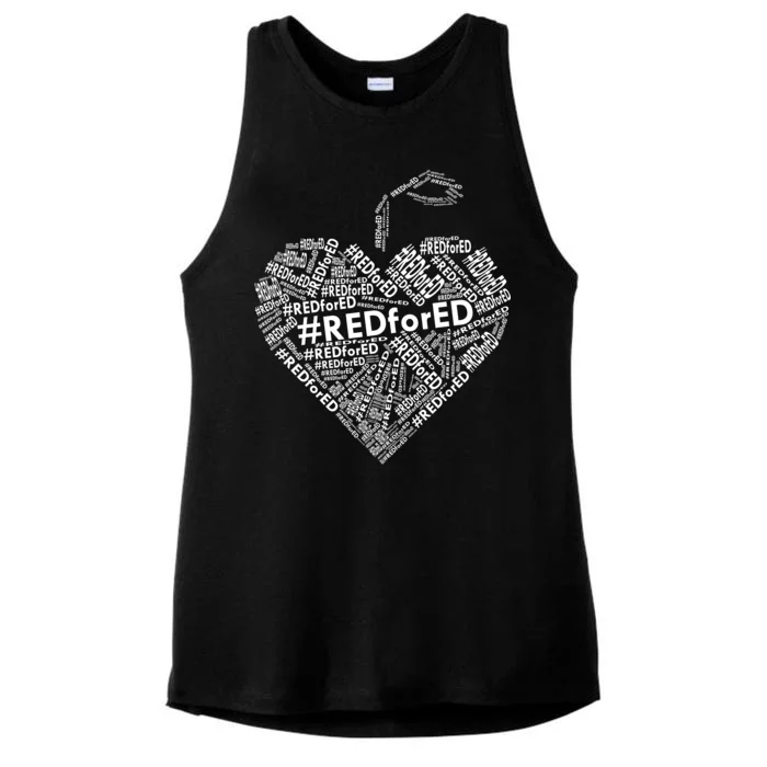 Red For Ed Apple Heart Ladies Tri-Blend Wicking Tank