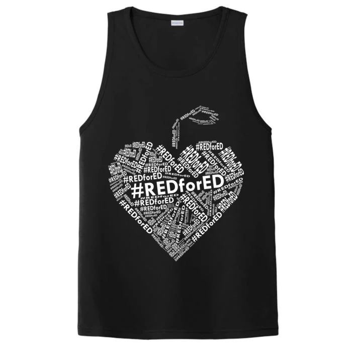 Red For Ed Apple Heart Performance Tank