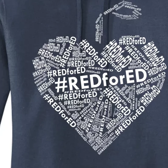 Red For Ed Apple Heart Women's Pullover Hoodie