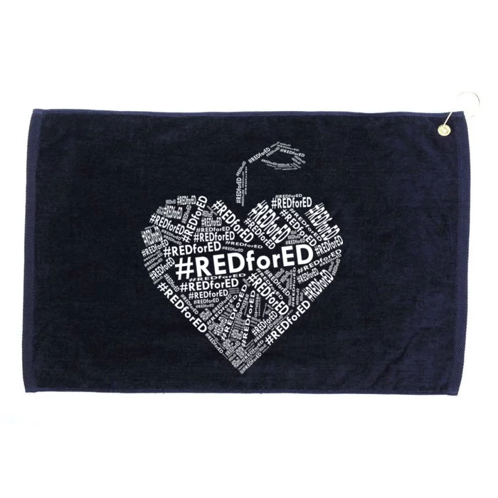 Red For Ed Apple Heart Grommeted Golf Towel