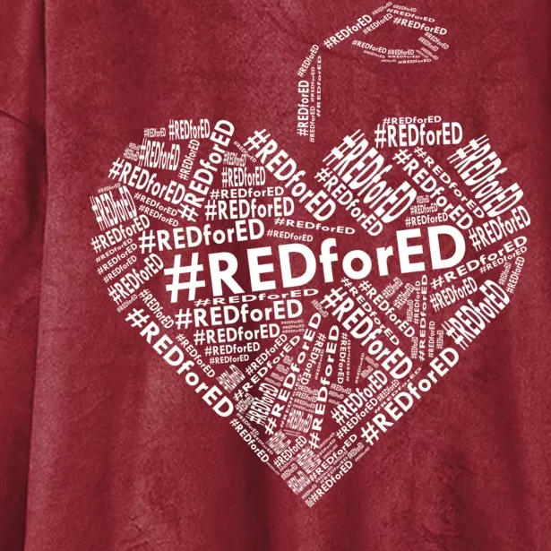 Red For Ed Apple Heart Hooded Wearable Blanket