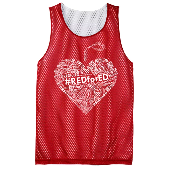 Red For Ed Apple Heart Mesh Reversible Basketball Jersey Tank