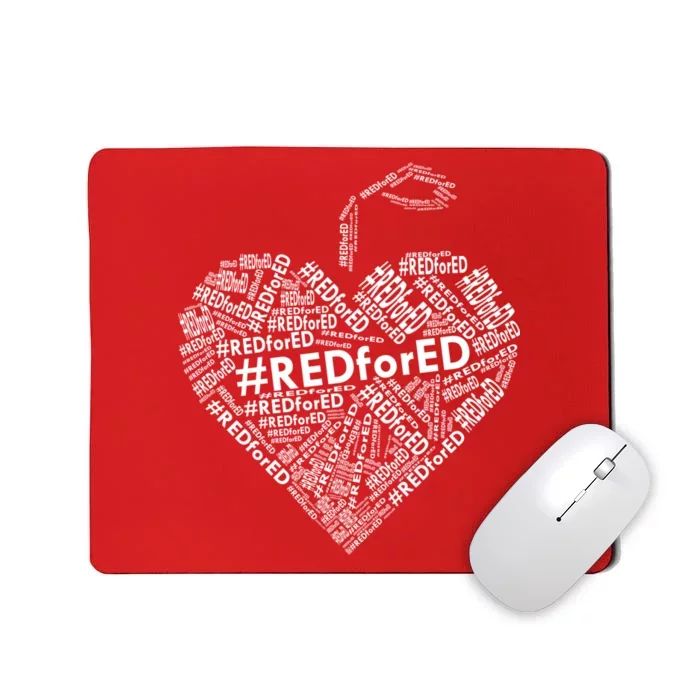 Red For Ed Apple Heart Mousepad