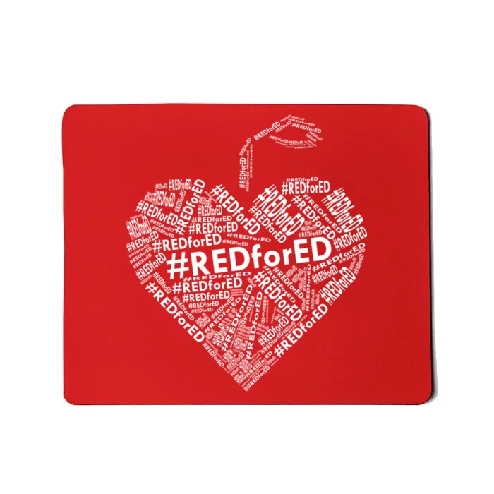 Red For Ed Apple Heart Mousepad