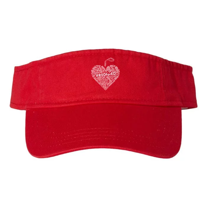 Red For Ed Apple Heart Valucap Bio-Washed Visor