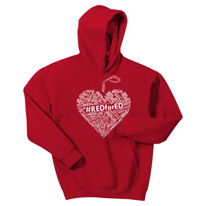 Red For Ed Apple Heart Kids Hoodie