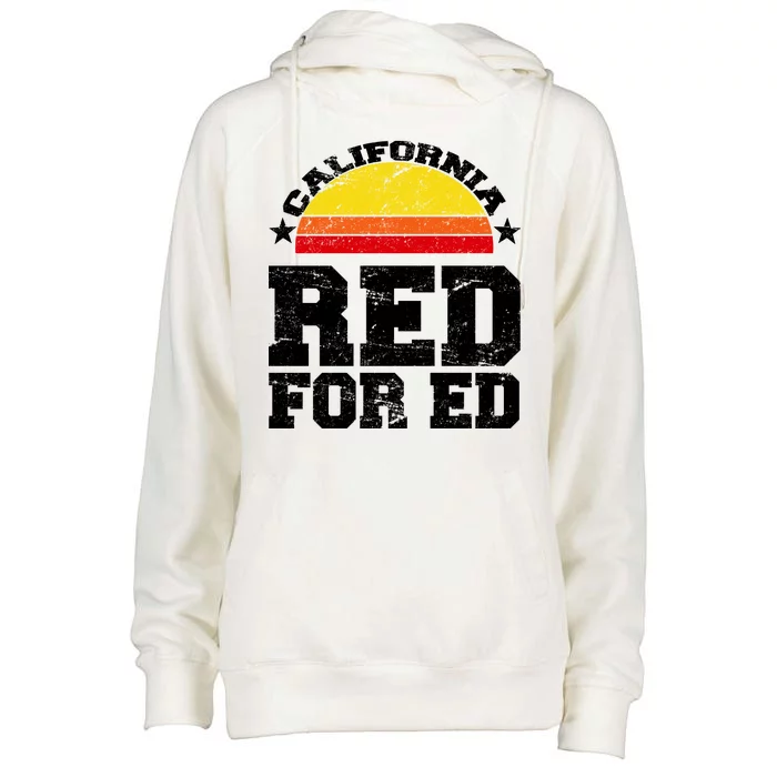 Red For Ed California Sunset Disstressed Womens Funnel Neck Pullover Hood