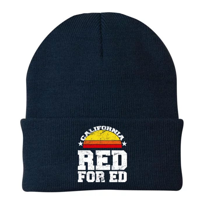 Red For Ed California Sunset Disstressed Knit Cap Winter Beanie