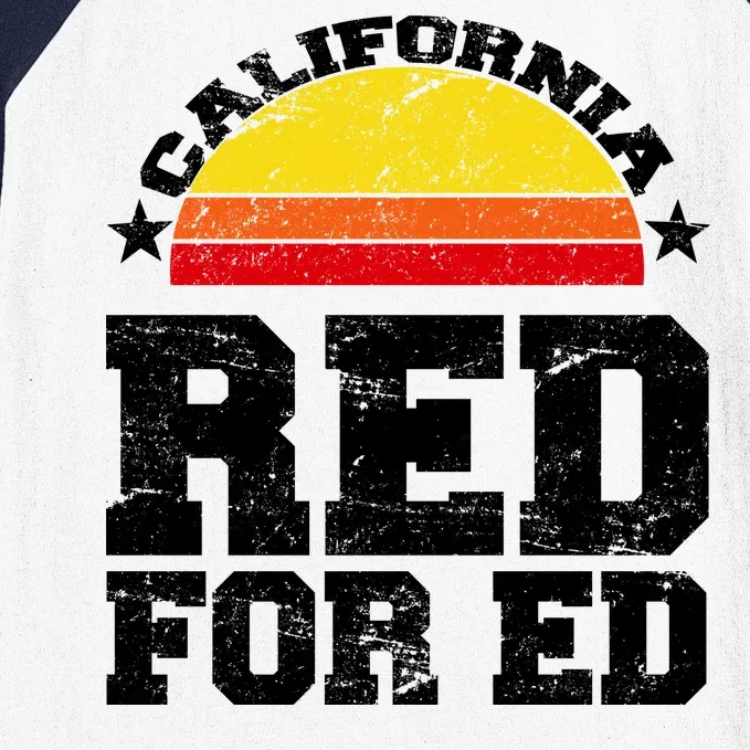 Red For Ed California Sunset Disstressed Baseball Sleeve Shirt