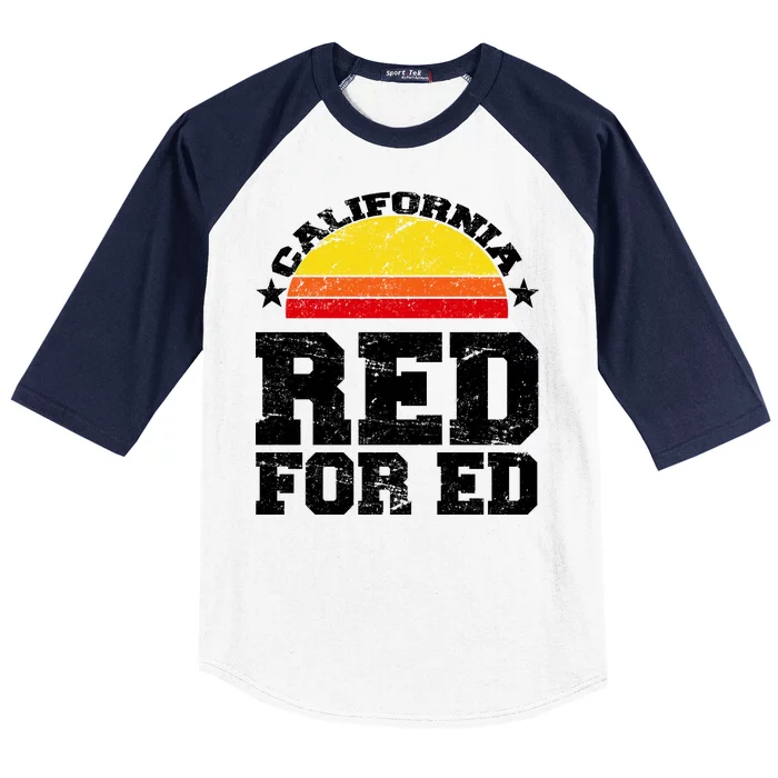 Red For Ed California Sunset Disstressed Baseball Sleeve Shirt