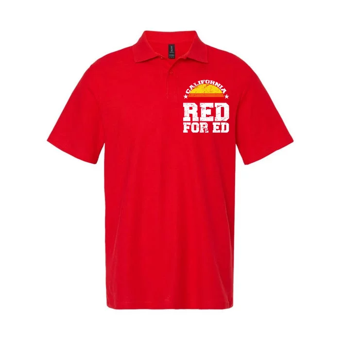 Red For Ed California Sunset Disstressed Softstyle Adult Sport Polo