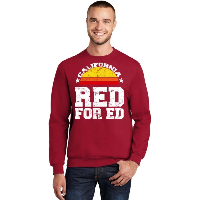 Red For Ed California Sunset Disstressed Tall Sweatshirt