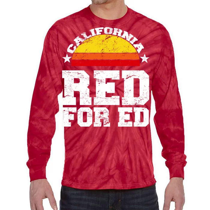 Red For Ed California Sunset Disstressed Tie-Dye Long Sleeve Shirt