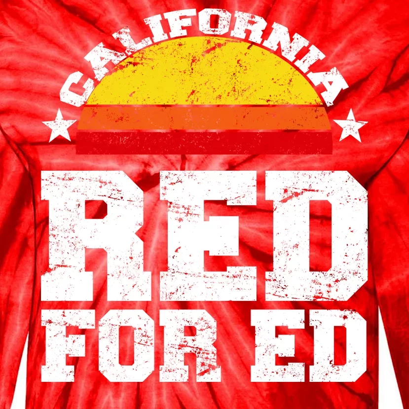 Red For Ed California Sunset Disstressed Tie-Dye Long Sleeve Shirt