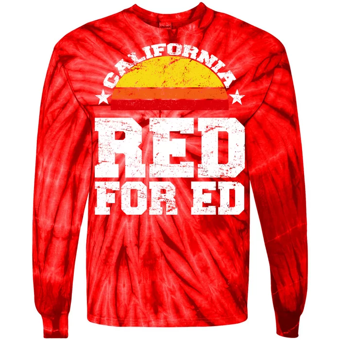 Red For Ed California Sunset Disstressed Tie-Dye Long Sleeve Shirt