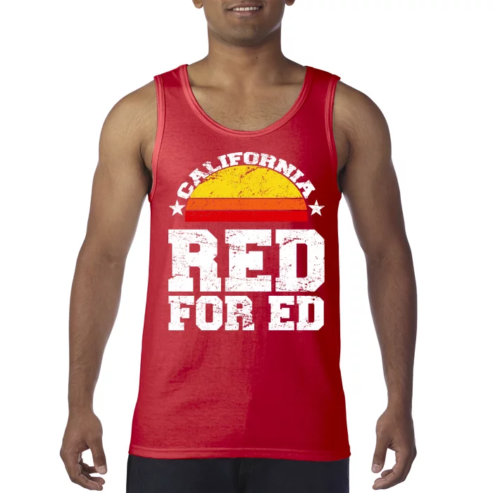 Red For Ed California Sunset Disstressed Tank Top