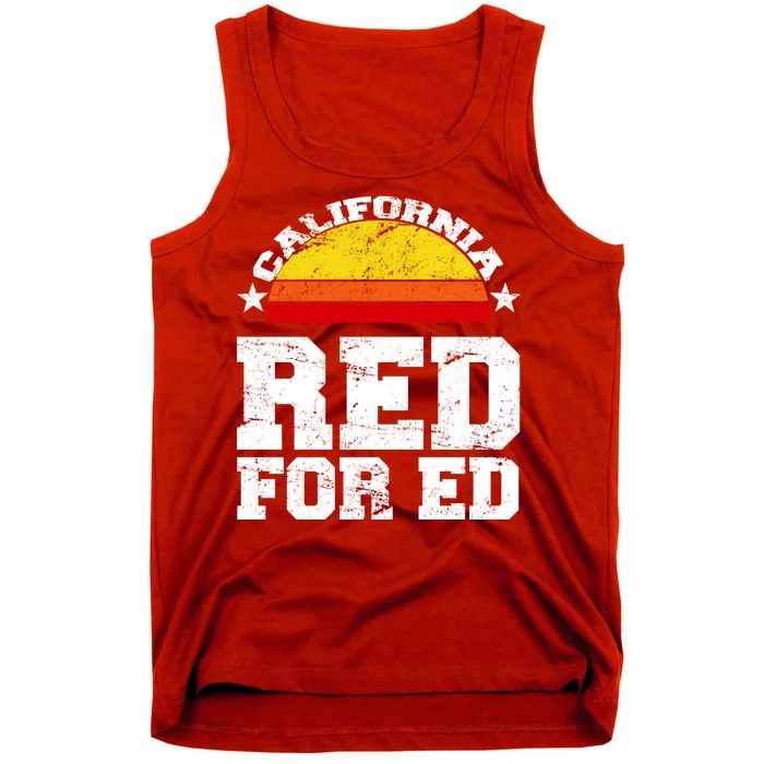 Red For Ed California Sunset Disstressed Tank Top