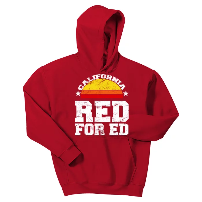 Red For Ed California Sunset Disstressed Kids Hoodie